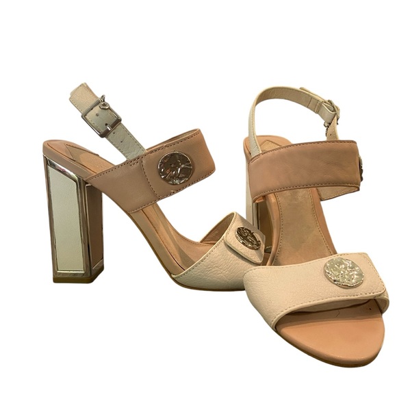 Tan and white high heel sandals. Moda in Pelle. Sz 7.5. Excellent condition - Picture 6 of 9